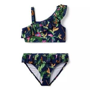 Janie and Jack Navy Floral Kids Bikini
